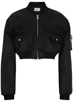Coperni Cut-out Cropped Shell Bomber Jacket - Black - 10 10