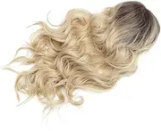 Gogogmee Curly Wigs with Bangs Women's Headdress White Tea with Brown Top 68m Matte Fiber Face Shape Party Daily Wear