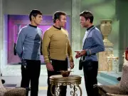 Leonard Nimoy DeForest Kelley William Shatner on Star Trek 1968 Old Photo 2