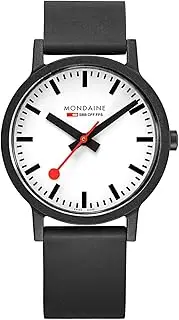 [Mondaine] Essence MS1.41110.RB - Mens Watch 41mm - Official Swiss Railways Wrist Watch Black Recycled Textile Strap 30m Waterproof Sustainable - Mens Watches - Made in Switzerland, Black, Quartz