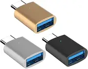TEHAUX 3Pcs Type C to USB Converter Adapter Fast Data Transfer OTG Support for Smartphones Tablets Laptops Elegant Indicator Lights