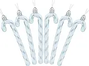 Christmas Concepts® Pack of 6-13cm Ice Blue & White Glitter Candy Cane Christmas Tree Decorations