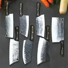 Full Tang Cleaver Knife Handmade Forged Hammered Steel Wood Handle Chef Butcher
