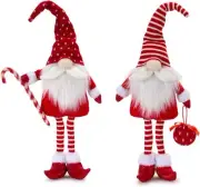 Contemporary Home Living Set of 4 Red and White Elf Statue Christmas Decor 21"