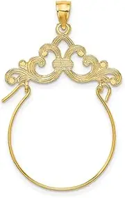[JewelryWeb] 24.6mm Gold Scroll Framed Charm holder Pendant Necklace