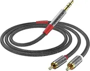 ANYPLUS 2RCA to 3.5mm,【0.5M】 1/8 to RCA 2-Male Headphone Jack Fish Wire Braid Y Splitter RCA Auxiliary Cord for Smartphone, Tablet, HDTV,or MP3 Player Speaker