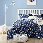 UMCHORD Kids Bedding Set for Boys, Twin Size 5 Pieces Space Themed Bed in a Bag, Super Soft Lightweight Microfiber Comforter Set with Sheets, Hotel Quality Durable Children Bed Set