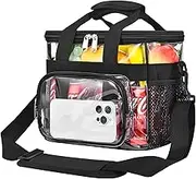 Clear Lunch Bag for Work Clear Work Lunch Bag with Adjustable Shoulder Strap and Top Compartment for Work, Picnic, Beach, School