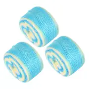 Gradient Cake Cotton Yarns (100g/7oz) 3Pcs Wool Flowers Yarn Mixed Sky Blue