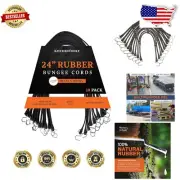 24-Inch Heavy-Duty Rubber Bungee Cords with Hooks - 10 Pack for Secure Tie Downs