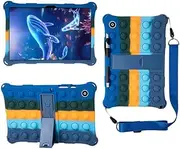 Jarttarn Soft Bubble Kids Case Compatible with Samsung Galaxy Tab A8 10.5 inch (SM-X200/X205) 2022 Silicone Stand Cover with Should Strap and Pen (Color Dark Blue)