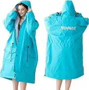 [NUMWELL] Unisex Waterproof Swim Parka, Oversized Hooded Changing Robe, Warm Surf Poncho