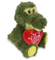 DolliBu I Love You Valentine Plush Big Eye Alligator with Red Heart - 6.5 Inch