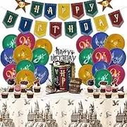 Magical Wizard Birthday Party Supplies, Magic School Birthday Decorations Include Banner, Ballons, Cake&Cupcake Toppers, Tablecloth Table cover Tableware ,Party Favor