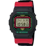 【CASIO 卡西歐】G-SHOCK 紅武士 帆布錶帶手錶 開學(DW-5600THC-1)