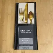Better Homes and Gardens Faux Leather Black Flatware Holder Silverware NWT