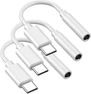 [MFi Certified] USB C to 3.5 mm Headphone Jack Adapter, 3 Pack iPhone 15 3.5mm Headphone/Earphone Aux Audio Dongle Adapter for iPhone 15/15 Pro/15 Pro Max/15 Plus, iPad Pro, Galaxy S23/S22/S21