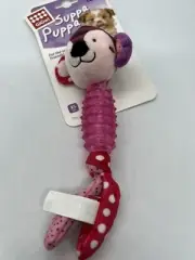 GiGwi Suppa Puppa Squeaker Monkey Puppy Dog Chew Toy Pink 8"
