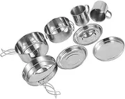 8 Piece Camping Cookware Set - Stainless Steel Cookware, Camping Cookware | 8 Piece Hiking Cookware Set, Portable Camping Cookware & Little