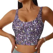 [CADREWY] Sequin Pattern Print Lightweight Summer to Winter Fashion Women Sports Vest Yoga Workout Vest for Women