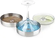 Final Touch Set of 2 Double Tier Cocktail Glass Rimmer Stainless Steel with A Large 15Cm Diameter - Perfect for Margarita Or Martini