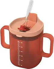 Elderly Drinking Cup - 300ml Cup with Handles, Feeding Cups with Lid and Straw, Convenient Water Bottle | Ideal for Patients, Seniors, Handicapped, Maternity Use