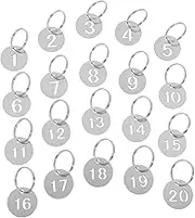 Angoily 20pcs Key Labels: 1-20 Stainless Steel Number Tags - Round Hollowed Keychains for Warehouse and Exhibition - Metal Key Id Tags for Easy Identification