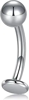 [CIZME] 12mm G23 Solid Titanium Belly Button Rings Long Bar Belly Piercings Internally Threaded Floating Belly Navel Rings Piercing Jewelry for Women CZ Opal