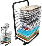 Mobile Art Drying Rack for Classrooms, Metal Artwork Storage Display Rack, Power Coated Design Drying Rack with Wheels Painting Crafts, Ideal for Schools and Art Clubs,35layers