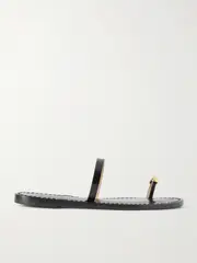 [AMANU] AMANU - The Kibera Embellished Croc-effect Leather Sandals - Black - US7 US 7 Black