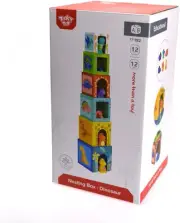 Tooky Toy Dinosaur Nesting Boxes Stacking Blocks with Dino Figurines for Todd...