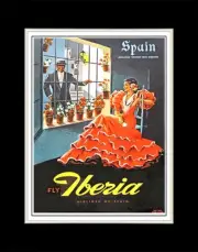 1958 Spain Andalusian Wrought Iron Windows Fly Iberia - Matted for 11x14 Frame