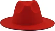 [Tomgfashion] Unisex Fedora Hat, Red, One Size, Red, One Size