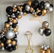 108 X Black Gold Silver Balloons+Balloon Garland Arch Kit Birthday Wedding Party