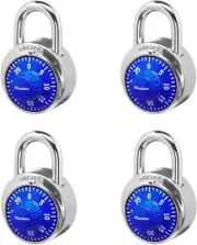 1506D Locker Combination Padlock, 4 Pack, Blue