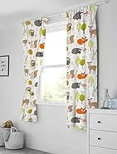 Bloomsbury Mill - Kids Curtains for Boys & Girls Bedroom - Woodland Animals - Lined Curtain Pair with Tiebacks - Nursery Curtains for Childrens Baby Room - 66X72 inch drop (168x183cm)