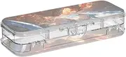 Yoogain Red and Blue Ice and Fire Phoenix Plastic Pencil Box Clear 2 Layer Boxes Pens Case For Craft Art With Lid