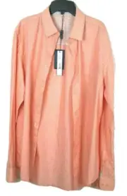New Tahari Jonas Men's Dress Shirt Long Sleeve Papaya Size S
