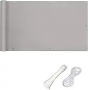 Outdoor Weather Resistant Balcony Net 0.9x8.5m with Mounting Rope, Breathable, Light Gray, Perfect for Backyard Deck or Patio Fence
