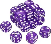 uxcell 20Pcs 6 Sided Colored Standard Dice, Acrylic D6 Mini Polyhedral Pearl Pattern Game Dice Set for Table Games or Math Learning, Purple/White Point