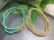 2 PC Handcrafted Waist Beads Jewelry African Boho Bracelet Anklet Set New 8571