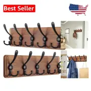 Elegant Rustic Coat Rack Set - Wall Mounted with 5 Hooks, Ideal for Entryway
