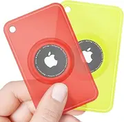 [VANCLE] 2 Pack Ultra Thin Card Case for for Airtag Wallet Holder, Airtag Card Holder for Purse, Handbag, Backpack Wallet (Clear Yellow/Clear Red)