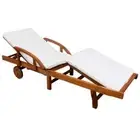 Sunlounger with Cushion Recliner Day Bed Sun Bed Solid Acacia Wood vidaXL