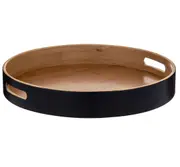 Davis & Waddell Serving Tray Bamboo Round Serve Tea Coffee Table Ottoman Tray