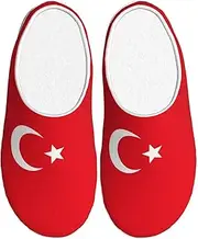 [EdWal] Flag of Turkey print Winter Warm Slippers Indoor Anti-skid Plush Slippers Relaxing at Home for Women Men