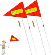 XIHIRCD 2pcs Safety Flags with Pole, Kid Alert Slow Down Signs Neighborhoods Bike Safety Flag with Pole Replacement Easy to Install Orange Safety Flag Warning Signs Compatible with Step 2