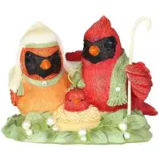Heart of Christmas Holy Family Nesting in Manger Cardinal Bird Figure 6003891