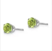 5 mm Round Peridot Natural Stud Earrings 0.925 Sterling Silver White gold over