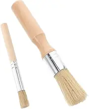 HOMSFOU 2pcs Wooden Pastry Brush Soft Bristle Oil Brush for Baking Cooking BBQ Essential Kitchen Tool with Comfortable Grip for Spreading Oil and Sauce for Pastry Chefs and Dyeing